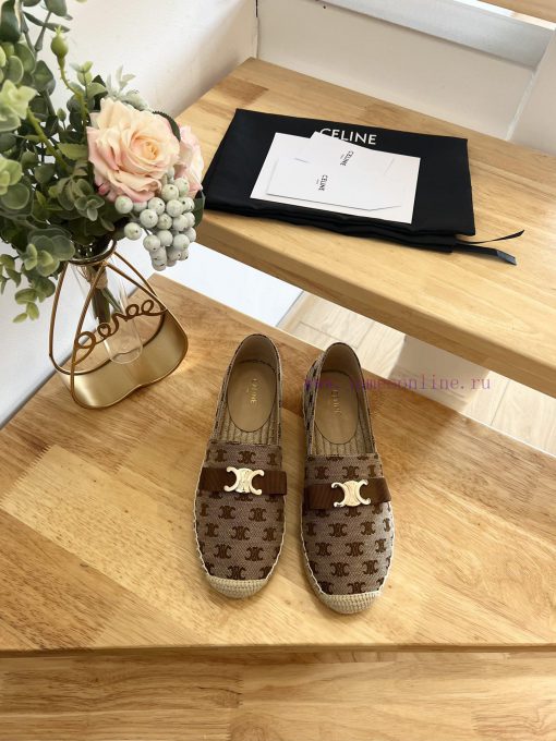 CELINE Bow Flat Heel Fisherman's Shoes are made of cotton canvas and feature a rope woven lipzrpwsj6 - Image 2