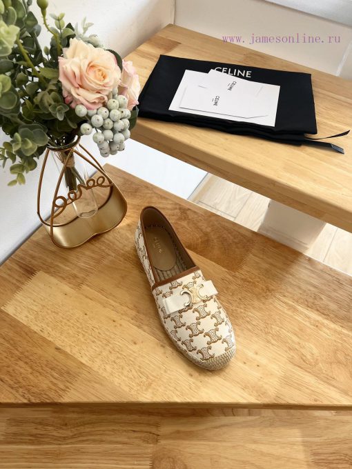 CELINE Bow Flat Heel Fisherman's Shoes are made of cotton canvas and feature a rope woven li3q7or9h4 - Image 6
