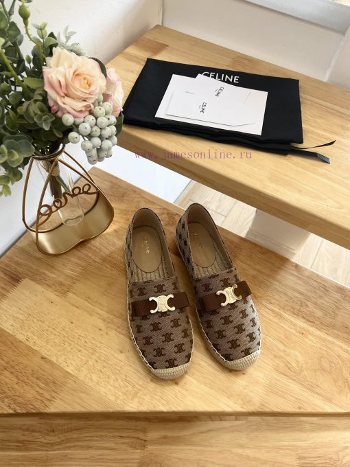 CELINE Bow Flat Heel Fisherman's Shoes are made of cotton canvas and feature a rope woven lipzrpwsj6 - Image 3