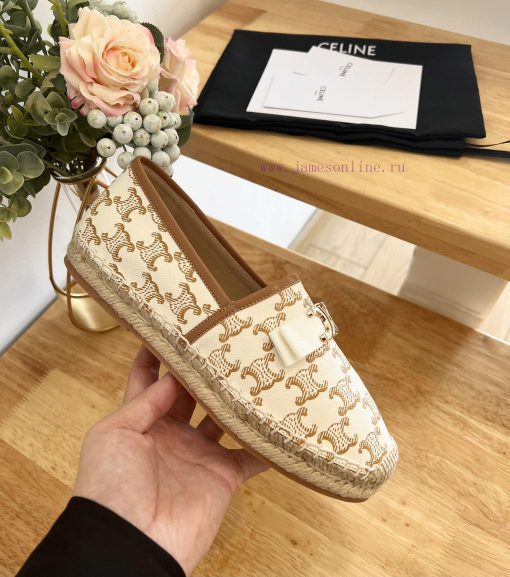 CELINE Bow Flat Heel Fisherman's Shoes are made of cotton canvas and feature a rope woven li3q7or9h4 - Image 8
