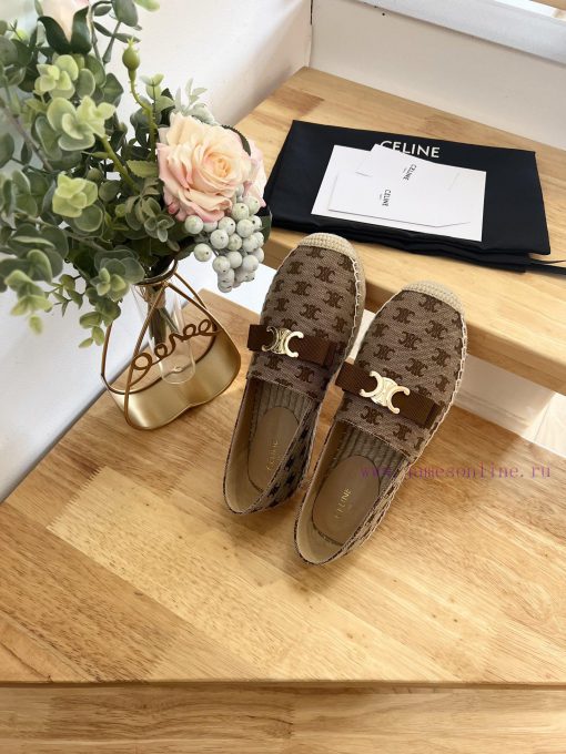 CELINE Bow Flat Heel Fisherman's Shoes are made of cotton canvas and feature a rope woven lipzrpwsj6 - Image 5