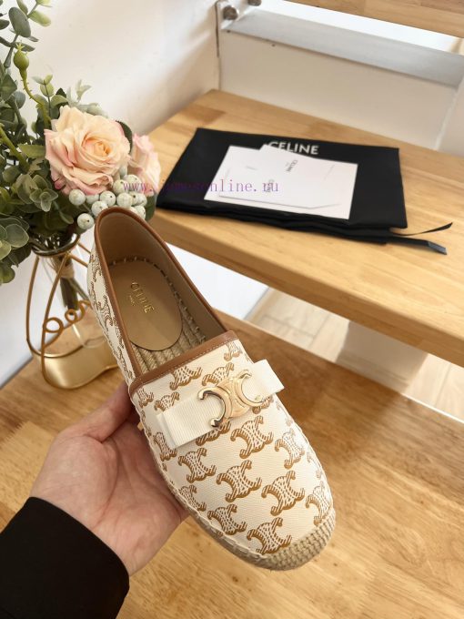 CELINE Bow Flat Heel Fisherman's Shoes are made of cotton canvas and feature a rope woven li3q7or9h4 - Image 9