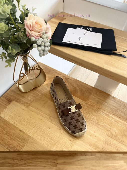 CELINE Bow Flat Heel Fisherman's Shoes are made of cotton canvas and feature a rope woven lipzrpwsj6 - Image 6