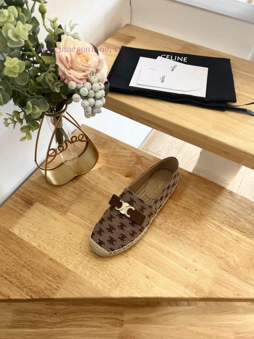 CELINE Bow Flat Heel Fisherman's Shoes are made of cotton canvas and feature a rope woven lipzrpwsj6 - Image 7