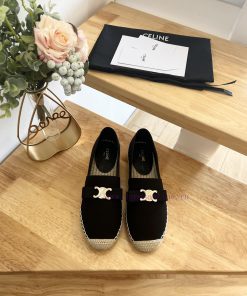 CELINE Bow Flat Heel Fisherman's Shoes are made of cotton canvas and feature a rope woven lipegv0v21