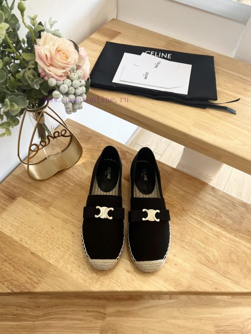 CELINE Bow Flat Heel Fisherman's Shoes are made of cotton canvas and feature a rope woven lipegv0v21 - Image 2