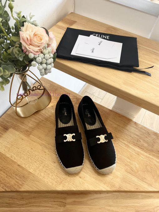 CELINE Bow Flat Heel Fisherman's Shoes are made of cotton canvas and feature a rope woven lipegv0v21 - Image 3