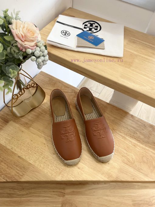 Tory Burch TB solid color three drop embossed lambskin flat bottom fishing shoesToryburch isjic9c2h1 - Image 3