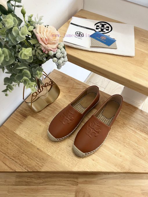 Tory Burch TB solid color three drop embossed lambskin flat bottom fishing shoesToryburch isjic9c2h1 - Image 4