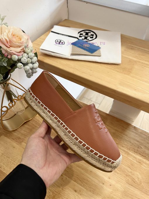 Tory Burch TB solid color three drop embossed lambskin flat bottom fishing shoesToryburch isjic9c2h1 - Image 6