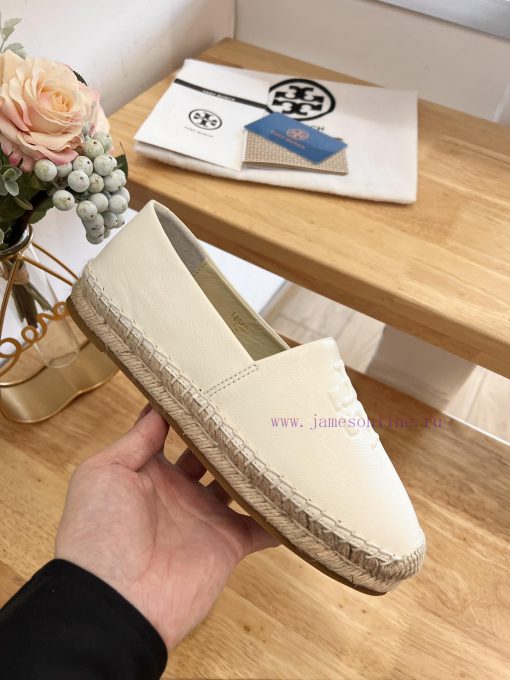 Tory Burch TB solid color three drop embossed lambskin flat bottom fishing shoesToryburch is6dqhgglg - Image 6