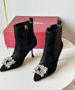 RV2023 Autumn/Winter New Water Diamond Button High Heel Boots Pointed Short/Long BootsSuede 26t9k4nu
