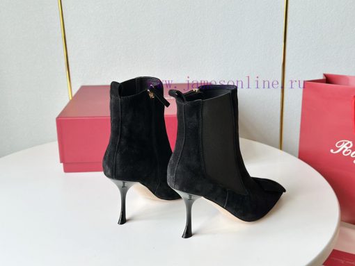 RV2023 Autumn/Winter New Water Diamond Button High Heel Boots Pointed Short/Long BootsSuede 2sgmzjwp - Image 4