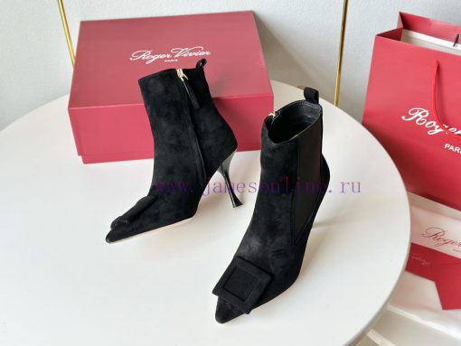 RV2023 Autumn/Winter New Water Diamond Button High Heel Boots Pointed Short/Long BootsSuede 2sgmzjwp - Image 5