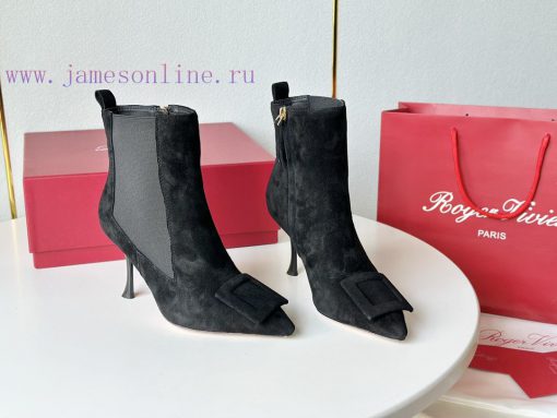 RV2023 Autumn/Winter New Water Diamond Button High Heel Boots Pointed Short/Long BootsSuede 2sgmzjwp - Image 6