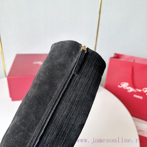 RV2023 Autumn/Winter New Water Diamond Button High Heel Boots Pointed Short/Long BootsSuede 68u2fgdw - Image 7