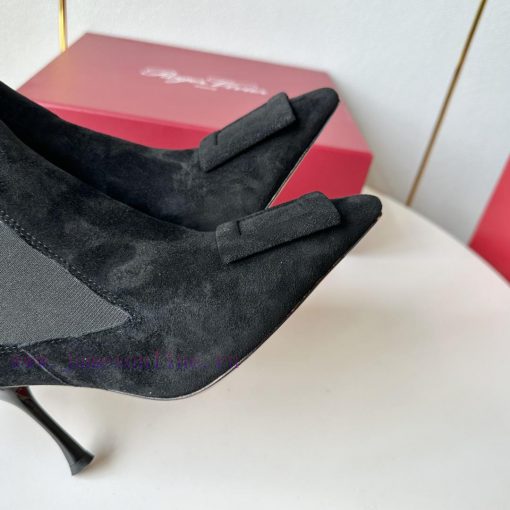 RV2023 Autumn/Winter New Water Diamond Button High Heel Boots Pointed Short/Long BootsSuede 2sgmzjwp - Image 8