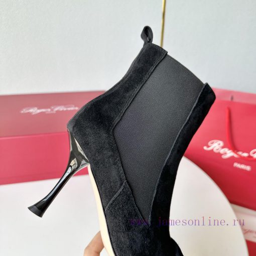 RV2023 Autumn/Winter New Water Diamond Button High Heel Boots Pointed Short/Long BootsSuede 2sgmzjwp - Image 9