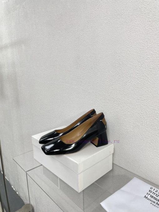 Margiela | Retro style 5cm short heel square toe shoesShort and retro elegant temperament cahbaosyg6 - Image 2