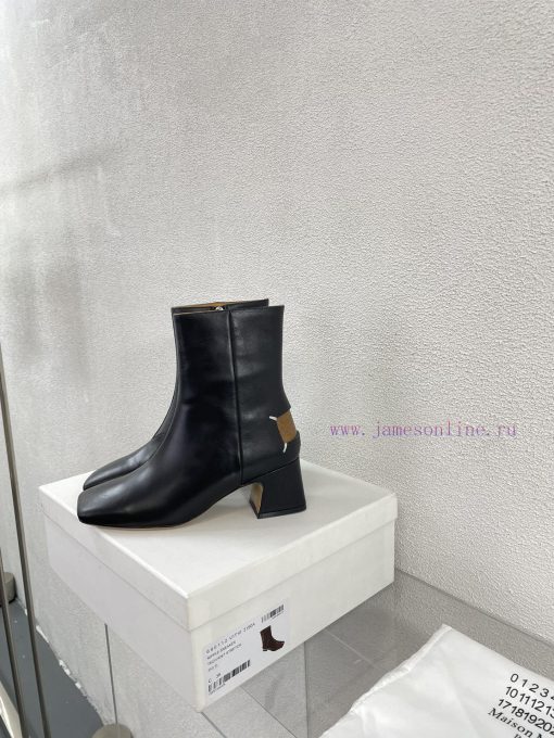 Margiela | Retro style 5cm short heel square toe shoes with ripped holesShort and retro elegxxap3632 - Image 2