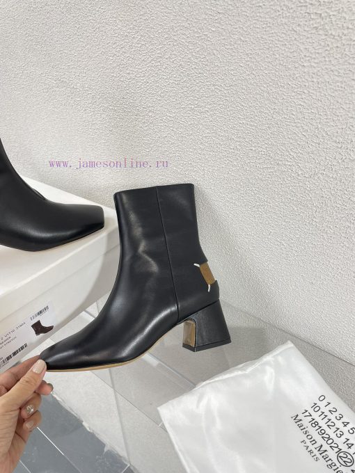 Margiela | Retro style 5cm short heel square toe shoes with ripped holesShort and retro elegxxap3632 - Image 5