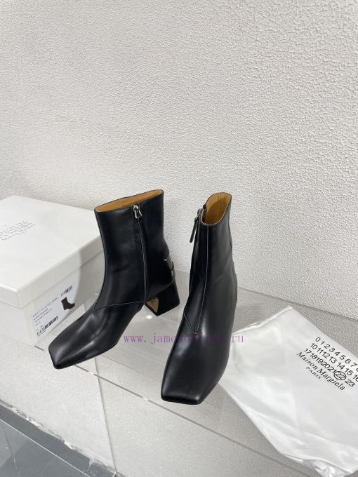 Margiela | Retro style 5cm short heel square toe shoes with ripped holesShort and retro elegxxap3632 - Image 7