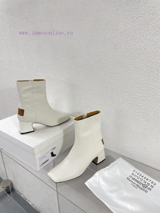 Margiela | Retro style 5cm short heel square toe shoes with ripped holesShort and retro eleg6lvrs3nf - Image 4