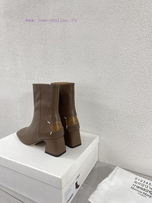 Margiela | Retro style 5cm short heel square toe shoes with ripped holesShort and retro elegbepshkqj - Image 3