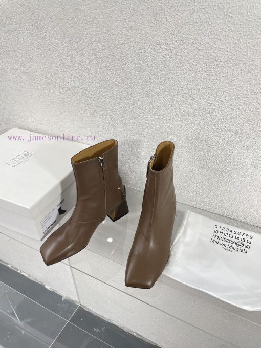 Margiela | Retro style 5cm short heel square toe shoes with ripped holesShort and retro elegbepshkqj - Image 5