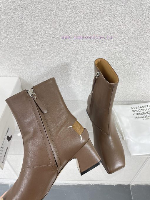 Margiela | Retro style 5cm short heel square toe shoes with ripped holesShort and retro elegbepshkqj - Image 6