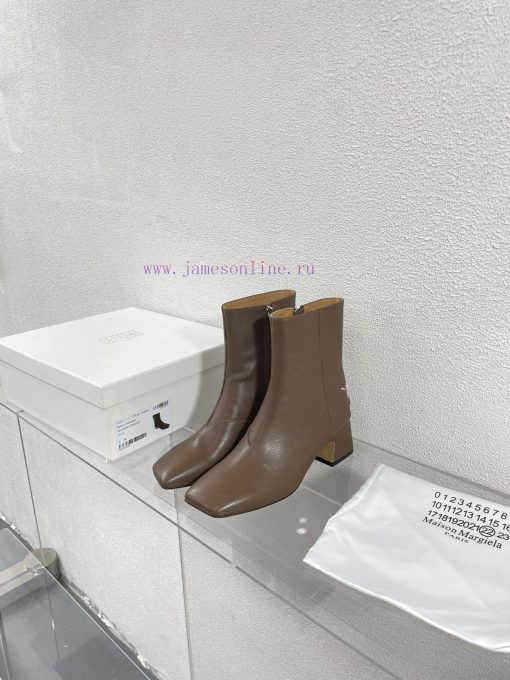 Margiela | Retro style 5cm short heel square toe shoes with ripped holesShort and retro elegbepshkqj - Image 9