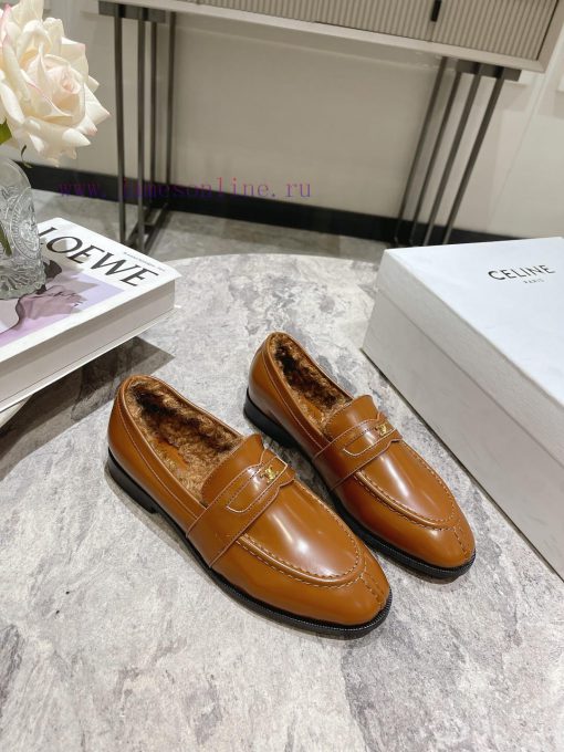 CELINE Sillin Lefu shoes Caesar door buckle series casual small leather shoes are super supepeqitj4q