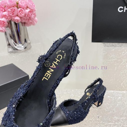 Chanel classic color blocked sandals, a new summer color, this item continues the classic Chwsuddaqn - Image 5