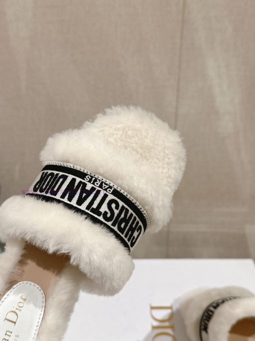 Leather pad foot 6.5cm white uniform-23Ss Autumn/Winter New Dior One Word Hairy Slippers Colhdlmths6 - Image 7