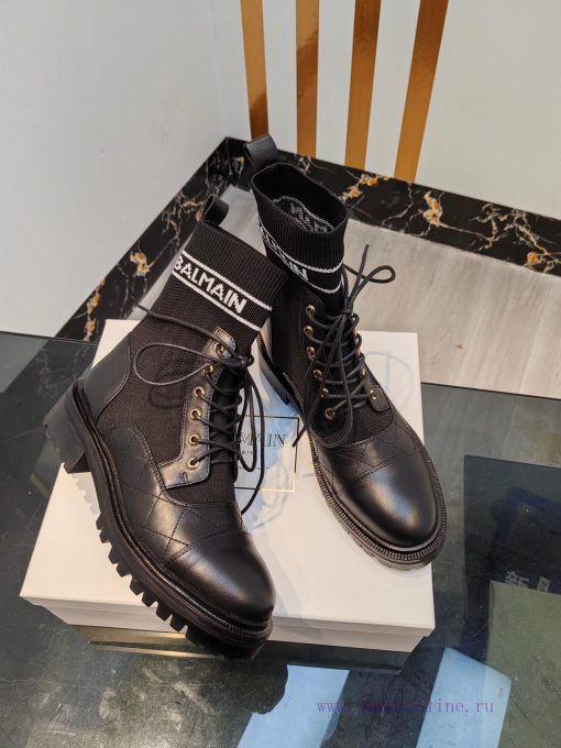 Out Balmain 2023fw Autumn/Winter New Knitted Elastic Martin Boots Overseas Order Original, 14byf5obi - Image 9
