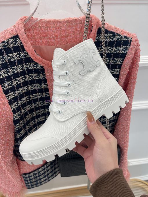 Celine 23ss New Vintage Thick Bottom Canvas Martin BootsGo materialOriginal customized nylonpqludptb - Image 7