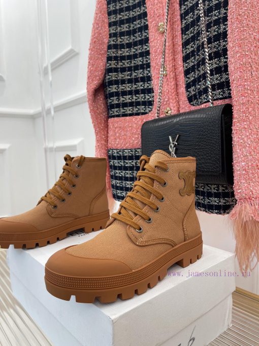 Celine 23ss New Vintage Thick Bottom Canvas Martin BootsGo materialOriginal customized nylonu8tj3k1s - Image 3
