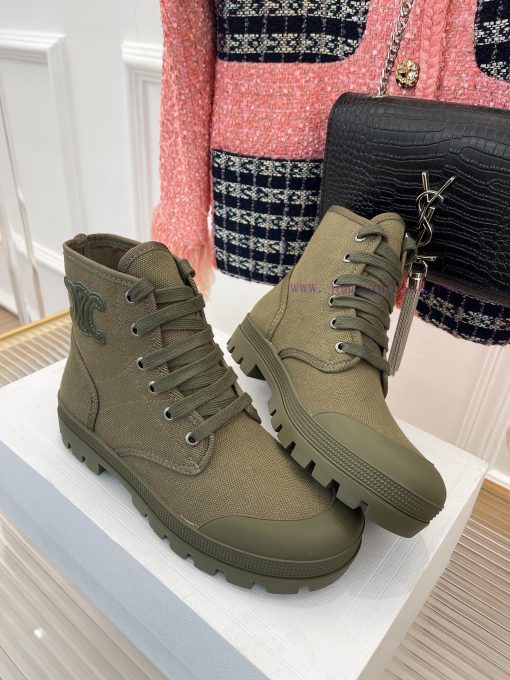 Celine 23ss New Vintage Thick Bottom Canvas Martin BootsGo materialOriginal customized nylonc379uixw - Image 4