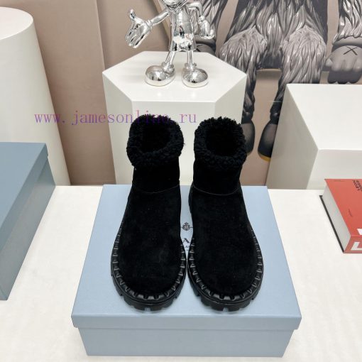 Top tierPrada 23vs Autumn/Winter Latest Explosive SeriesRound headed triangular snow bootsNunyzyq3ht - Image 2