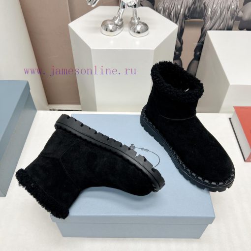 Top tierPrada 23vs Autumn/Winter Latest Explosive SeriesRound headed triangular snow bootsNunyzyq3ht - Image 8