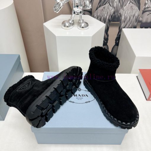 Top tierPrada 23vs Autumn/Winter Latest Explosive SeriesRound headed triangular snow bootsNunyzyq3ht - Image 10