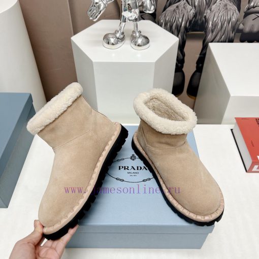 Top tierPrada 23vs Autumn/Winter Latest Explosive SeriesRound headed triangular snow bootsNu8veksxz2 - Image 5