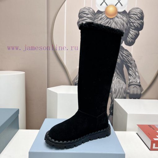 Top tierPrada 23vs Autumn/Winter Latest Explosive SeriesRound headed triangular snow bootsNu21h9760s - Image 7