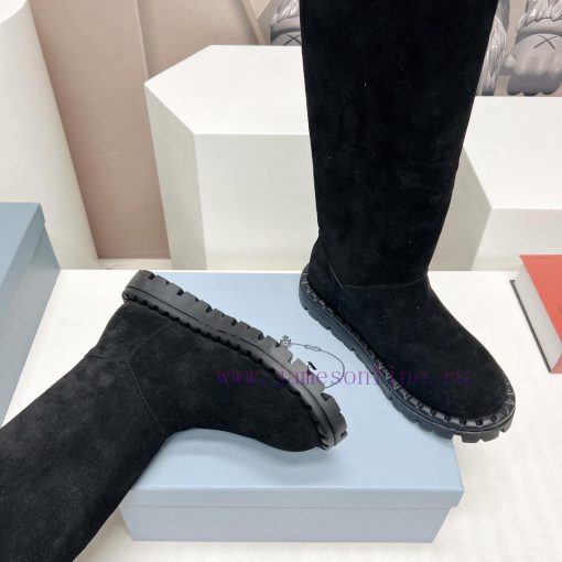 Top tierPrada 23vs Autumn/Winter Latest Explosive SeriesRound headed triangular snow bootsNu21h9760s - Image 8