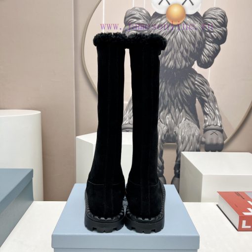 Top tierPrada 23vs Autumn/Winter Latest Explosive SeriesRound headed triangular snow bootsNu21h9760s - Image 9