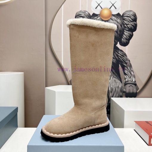 Top tierPrada 23vs Autumn/Winter Latest Explosive SeriesRound headed triangular snow bootsNufx9xlj8p - Image 7