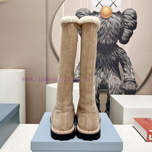 Top tierPrada 23vs Autumn/Winter Latest Explosive SeriesRound headed triangular snow bootsNufx9xlj8p - Image 9