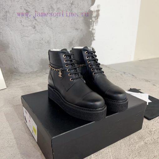 Chanel | Chanel's new classic black and white thick sole, chain double C fashionable short bchuaj9zp - Image 3