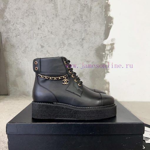 Chanel | Chanel's new classic black and white thick sole, chain double C fashionable short bchuaj9zp - Image 6