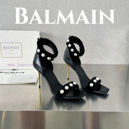 BalmainBalmain𝘽𝙖𝙡𝙢𝙖𝙞𝙣First release Uma lambhair pearl high-heeled sandals for spring and sumx7gun2jj - Image 2